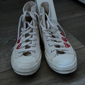 Comme De Garçon white high top converse